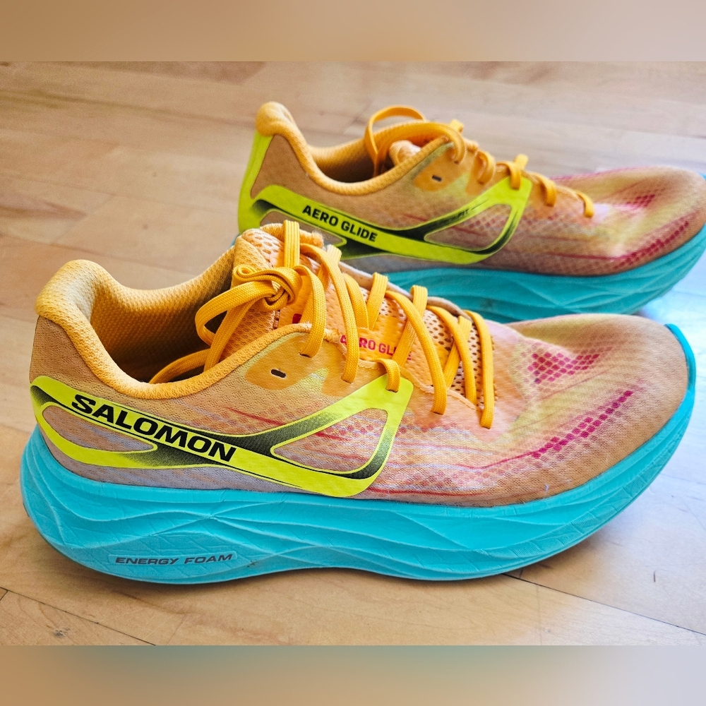 Salomon AERO GLIDE Men's Running Shoes Zinna Cockatoo Safety Yellow US 8.5